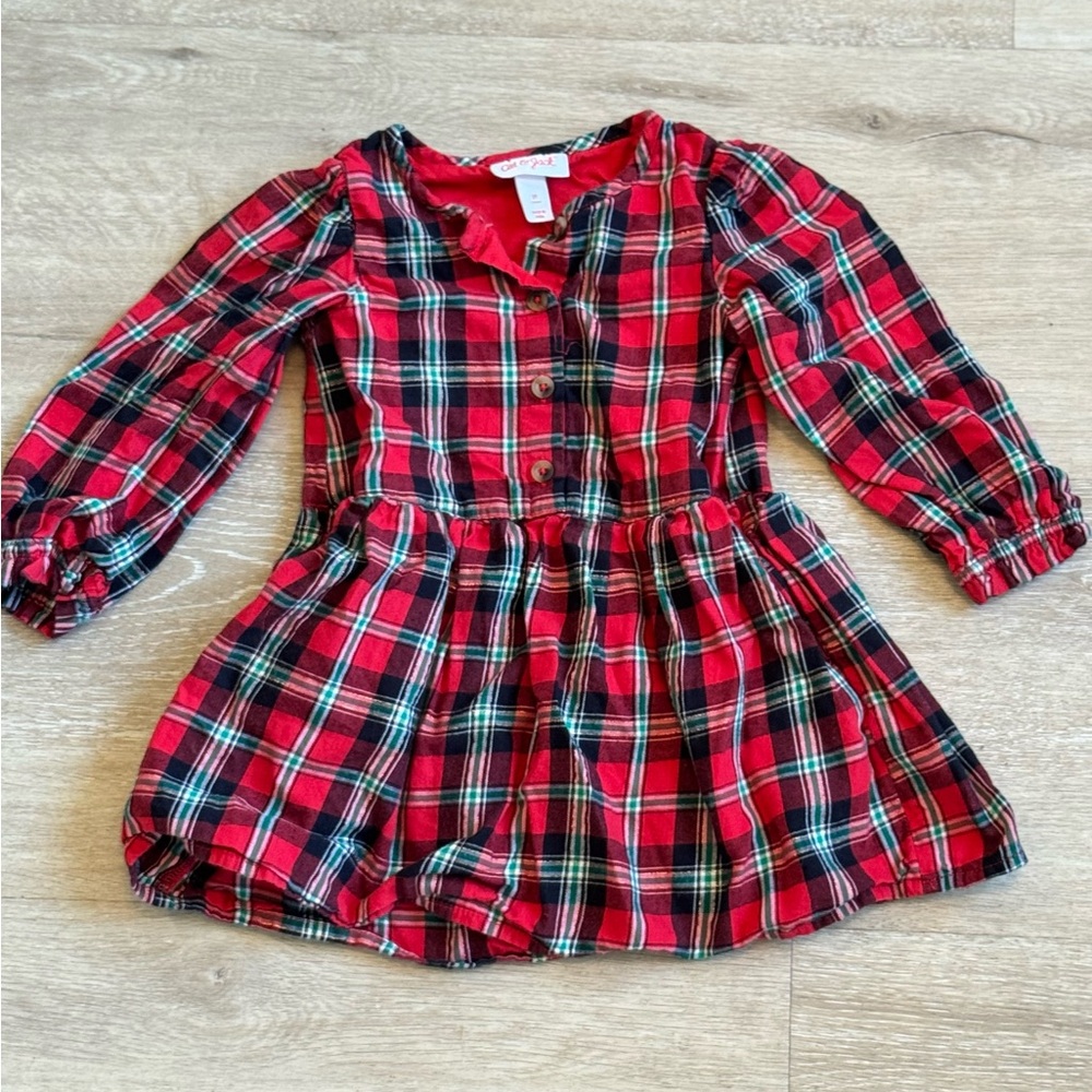 Cat & Jack red long-sleeved plaid dress for toddlers or girls- Size 2T - Picture 2 of 2
